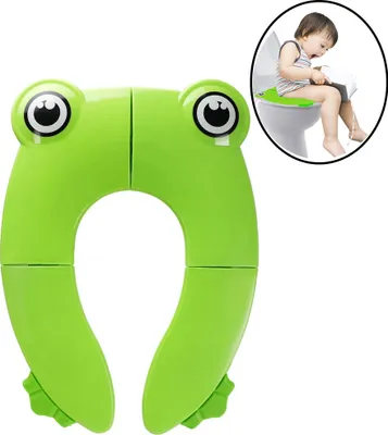 Produktbild von Kinder Toilettensitz, Faltbarer Toilettentrainer für Unterwegs, Tragbar Reise WC Sitz Kleinkind Töpfchentrainer mit Aufbewahrungstüte und WC Sitzbezüge (Grün)