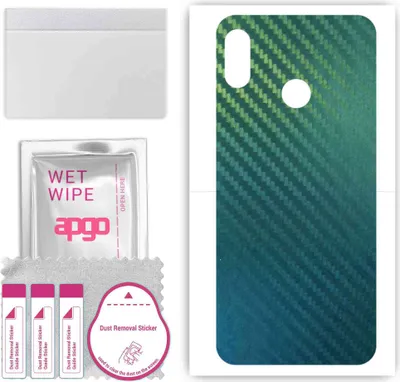 Produktbild von apgo Rückseite Schutzfolie, Skin, kompatibel mit HTC U12 life, Hinten Displayschutzfolie aus Vinylfolie, kratzfest, einfache Montage - Kohlenstoff-Chamäleon CAKA1
