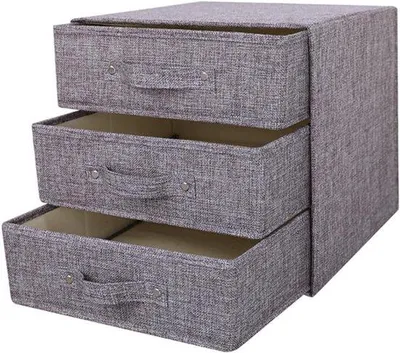Produktbild von Famanu Aufbewahrungsboxen Set – 3 faltbare Stoffboxen mit Deckel für Schublade und Schrank