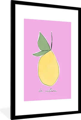 Produktbild von MuchoWow® Gerahmtes Poster Zitrone - Frucht - Pastell 60x90 cm - Poster mit Schwarzem Bilderrahmen Wandposter Rahmen Foto Bilder - Dekoration - Wandposter Wohnzimmer - Hochwertig