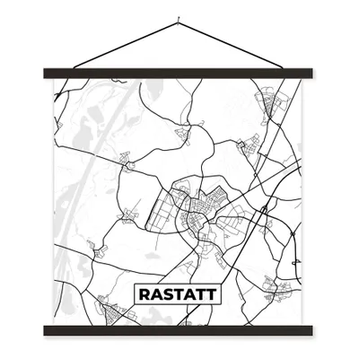 Produktbild von MuchoWow® Textilposter Rastatt - Karte - Stadtplan 40x40 cm mit schwarzem Rahmen - Fotos