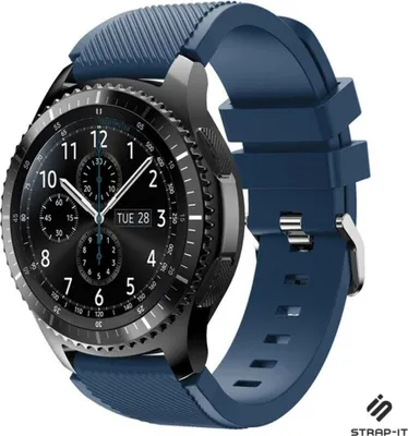 Produktbild von Strap-it Silikon-Smartwatch-Armband – passend für Samsung Galaxy Watch 1 (46 mm) / Galaxy Watch 3 (45 mm) / Gear S3 Classic & Frontier – Dunkelblau