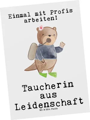 Produktbild von Mr. & Mrs. Panda Postkarte Taucherin Leidenschaft - Weiß - Geschenk, Fotokarte, bildkarte, Ansichtskarten, Postkarten, Grußkarte