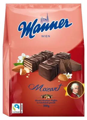 Zdjęcie produktu dla Manner Mozart Mignon plastry z nadzieniem migdałowo-orzechowym 300g