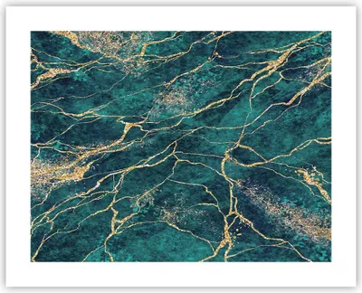 Produktbild von Poster - Poster ohne Rahmen - Abstraktion Gold Türkis - 50x40 cm - Wand Bild - Wanddeko - Wandbilder - Kunstposter - Wandposter - Bilder - Kunstdruck - Wanddekoration - Wandbild - P2XAA50x40-4564