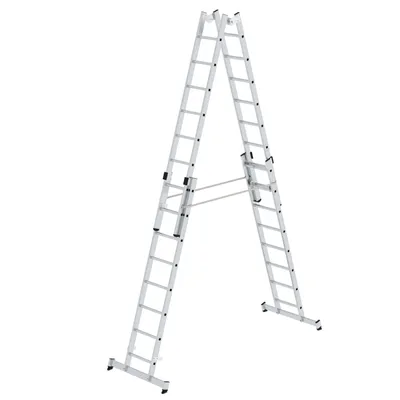 Produktbild von MUNK Günzburger Steigtechnik Sprossen-Stehleiter 4-teilig mit nivello®-Traverse 4x8 Sprossen