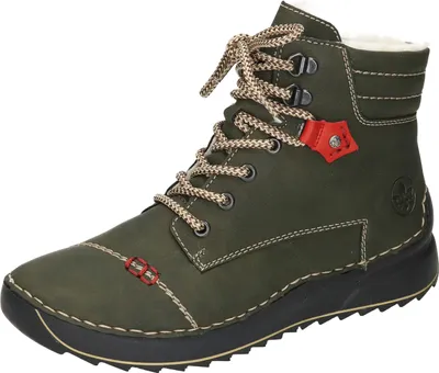 A single green boot is shown against a white background.