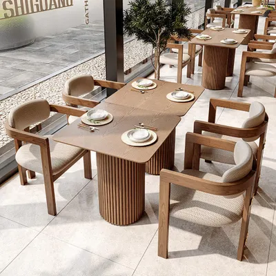 Produktbild von Restaurant-Esstisch, Holztisch, Gastronomie-Tisch, Café-Tisch aus Holz, Tisch mit Leistenbeinen, Quadratischer Tisch 70*70*75cm