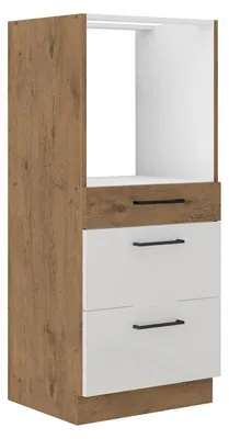 Produktbild von Vigo Midischrank 60 Eiche Lancelot Weiß Hochglanz Küchenzeile Küchenblock Küche