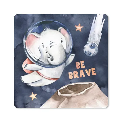 Produktbild von MuchoWow® Mauspad Mousepad Elefant - 'Sei tapfer' - Sprichwörter - Zitate - Jungen - Mädchen - Kinder 30x30 cm - Mousepads - Maus Mat - Pad - Mausunterlage - Gaming