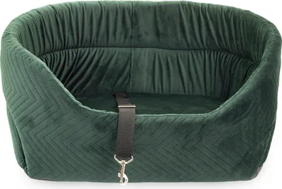 Zdjęcie produktu dla BOUTIQUE ZOO fotelik samochodowy dla psa uniwersalny zmywalny odporny na ścieranie, fotelik samochodowy dla psa na przednie siedzenie, przednie siedzenie pasażera, tylne siedzenie, torba na legowisko dla psa, L: 56 x 48 x 22 cm, zielony - imitacja zamszu - aksamit