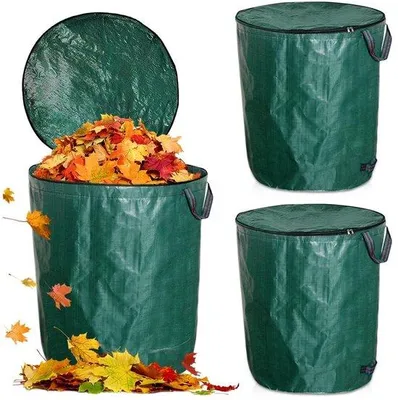 Immagine prodotto di Accessori per il giardino: contenitori per rifiuti da 272 litri, sacchi per il giardino con coperchio, sacchi per il giardino con maniglie, sacchi da giardino robusti, sacco verde per erba e foglie, sacchi per rifiuti