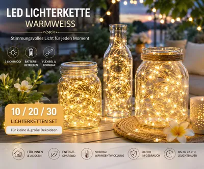 Image de Guirlande lumineuse à 20 mini-LED avec piles, 2 m, guirlande d'intérieur, décoration cadeau, chambre, mariage, Noël, fête, fil de cuivre, E0706