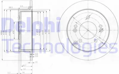Produktbild von 2x DELPHI Bremsscheibe BG3799 für HYUNDAI TUCSON (JM) für KIA OPTIMA 61mm 262mm