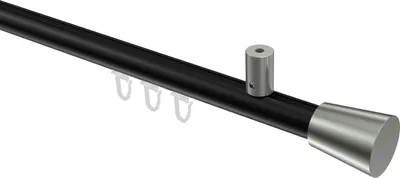 Produktbild von Interdeco Innenlaufstange / Gardinenstange mit Innenlauf Schwarz / Edelstahl-Optik, Typ Sonius Sitra (Konus) Deckenmontage, 20 mm Ø 1-läufig, 100 cm