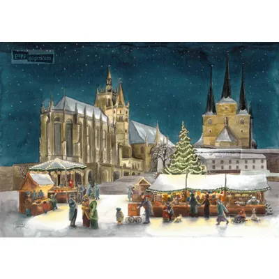 Obrázok produktu pre Nostalgický adventný kalendár s obrázkami: Erfurtská katedrála, 38 x 27 cm, s motívom „Zmeň ma“