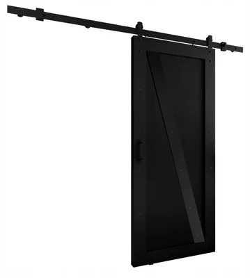Produktbild von KierMoebel Schiebetür Komplettset LOFT ADIO 4 Schwarz 76x205x3,2 cm, Wohnzimmer Schiebetür