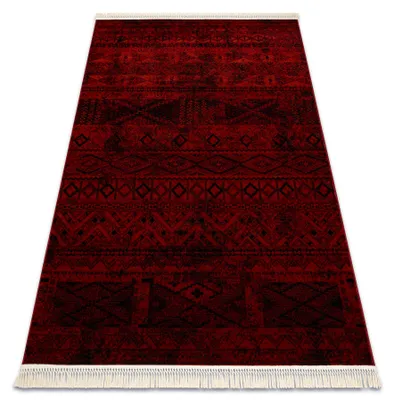 Image de Tapis ORIENT 4722 bordeaux / noir Oriental, à franges rouge 100x200 cm