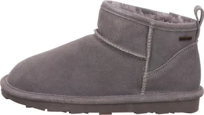 A side view of a grey winter boot.