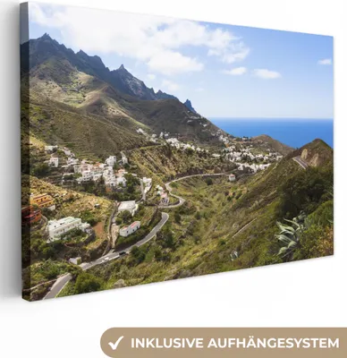 Produktbild von OneMillionCanvasses® - Leinwandbilder - 150x100 cm, Das Anaga-Gebirge und das Dorf Taganana, Wandbilder Kunstdruck Wanddekoration