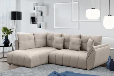 Produktbild von AX LIVING Ecksofa mit Schlaffunktion Corleone L Sofa Hellbraun 268 cm