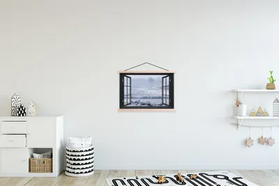 Produktbild von MuchoWow® Textilposter Aussicht - Berg - Eis 60x40 cm mit holzfarbenen Rahmen - Bilder