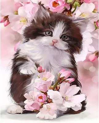 Immagine prodotto di Scoprite il fascino del nostro Mosaico Diamante - Gatto in fiore 30x40cm! La decorazione perfetta per gli amanti dell'arte e dei gatti per aggiungere un tocco di glamour a qualsiasi interno!
