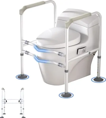 Image de UISEBRT Relève-personne WC Cadre d'appui pour toilettes Relève-personne pour personnes âgées Réhausseur de siège de toilette 6 positions, jusqu'à 200kg