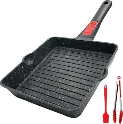 Produktbild von Famanu Grillpfanne 20 x 20 cm - Schwarz, mit abnehmbarem Griff