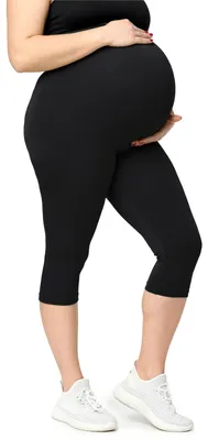 Produktbild von Merry Style Große Größen Damen 3/4 Umstandsleggings aus Baumwolle MS10-464 (Schwarz, 7XL)