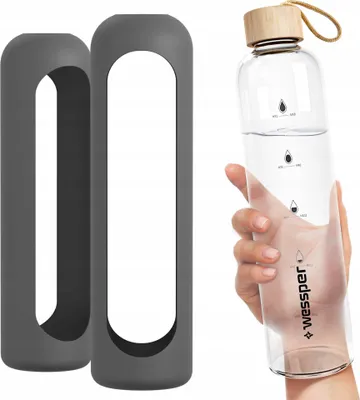 Produktbild von Silikonhülle Für Die Wessper Activemax 1L Glasflasche –  Grau | Silikonhülle Für Eine Glasflasche
