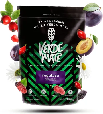 Produktbild von Verde Mate - Mate Tee Regulase 500g - Dicke Blätter 5 mm Luftgetrocknet - Mit Kamille, Maulbeerblatt - Verdauung, Balance - Yerba Mate Brasilien
