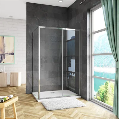 Produktbild von Duschkabine 110cm Schiebetür mit 70cm Seitenwand H.190cm 5mm ESG Sicherheitsglas Duschabtrennung Schiebetür Eckeinstieg