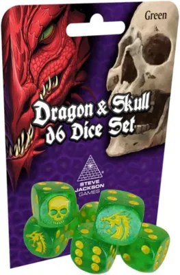 Produktbild von Dragon & Skull Dice Pack Green Glitter - Würfelset - Steve Jackson Games