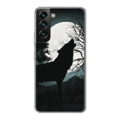 Produktbild von MuchoWow® Handyhülle Schutzhülle Hülle für Samsung Galaxy S22 Wolf - Scherenschnitt - Mond Silikon Softcase Handy Hülle - Mobiltelefonhülle