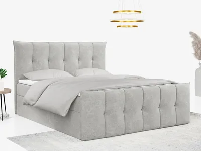 Produktbild von Boxspringbett, mit Fußteil, 2 Bettkästen - PREMIUM-11 - 160x200cm - Hellgrau - H3