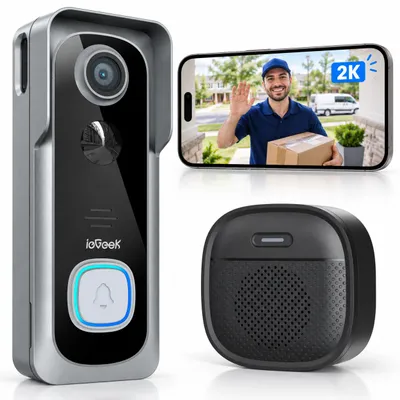 Produktbild von 2K Video Türklingel mit Kamera Akku Funkklingel kabellose Türglocken IP66 mit Gong für Haustür