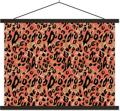 Produktbild von MuchoWow® Textilposter Tiermuster - Panther - Rosa 120x90 cm mit schwarzem Rahmen - Aufhänger für Poster