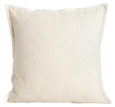 Obrázok produktu pre HOMLA TIVEN – obliečka na vankúš z bavlny v farbe slonovinovej, s dekoratívnym geometrickým prešívaním, 45 x 45 cm