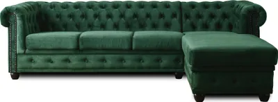 Image de Lisa Design William - canapé Chesterfield d'angle droit - 4 places - en velours , Vert
