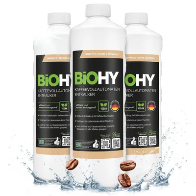 Produktbild von BiOHY Kaffeevollautomaten Entkalker + Dosierer, Entkalker Kaffeemaschine, 3 x 1 l