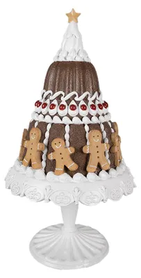 Obrázek produktu pro Clayre & Eef Vánoční dekorace figurka dortu Ø 29x52 cm Hnědá bílá plastová