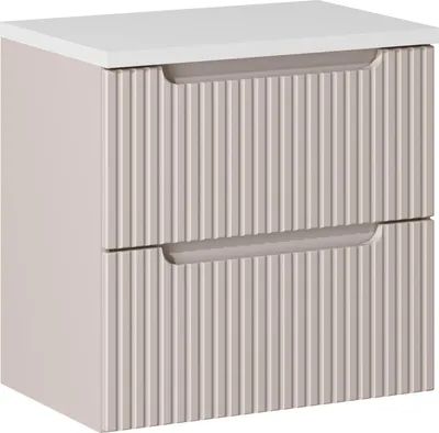 Produktbild von Badezimmerschrank 60 Cm Mit Aufsatz Und Zwei Schubladen Kaschmir Matt