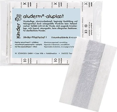 Produktbild von Aluderm aluplast elastisch Kinder Pflasterset 10x6cm (8 Stk.)