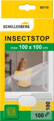 Produktbild von Schellenberg Fliegengitter für Fenster, Insektenschutz ohne bohren, zuverlässiger Schutz gegen Mücken, Fliegen und Insekten mit Befestigungsband, 100 x 100 cm, weiß, 50710