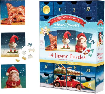 Produktbild von Puzzle Adventkalender - Weihnachtstiere. 1200 Teile