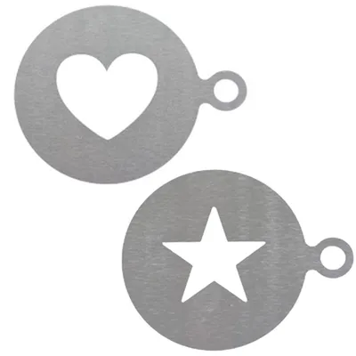 Kaffee-Schablonen Set, Herz & Stern, 8,5 cm, RVS