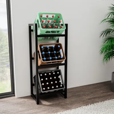 Produktbild von CLP Getränkekistenständer Stack aus Metall freistehend robust stabil schwarz Größe 116x47x31 cm