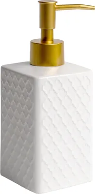 Produktbild von Intirilife Seifenspender aus Keramik in Weiß mit Orientalischem Muster - 290ml Füllmenge - Spender für Seife Dosierer Handseifenspender für Küche Bad