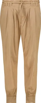 Produktbild von monari Damen Jogger Hose aus Baumwolle mit Bundfalte und Bindeband, Farbe biscotti, Größe 38